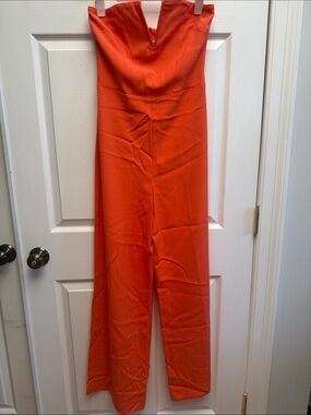 Ramy Brook Strapless Wide-Leg Jumpsuit in Vibrant Orange